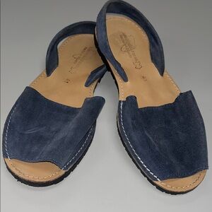 Menoquinas Huran Ocean Blue Suede Slingback Sandals size 11 woman’s